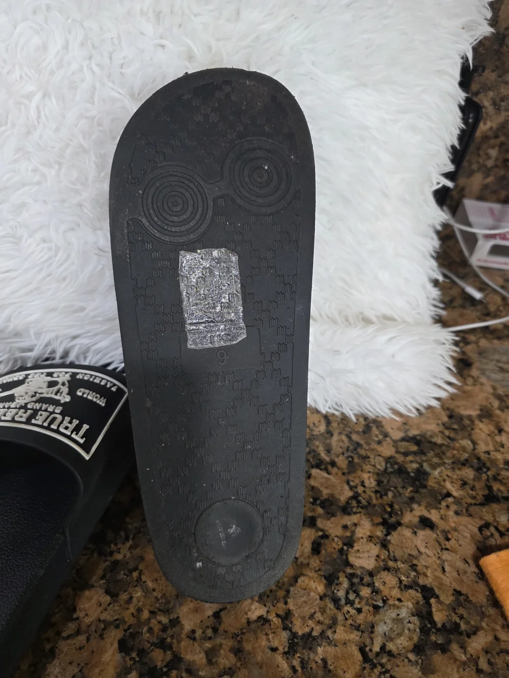 True Religion Black Logo Slide Sandals for Men